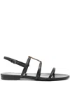 Saint Laurent Cassandra Calfskin Ysl Slingback Sandals