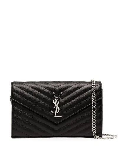 Saint Laurent Women Cassandre Leather Wallet On Chain In Multicolor