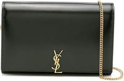 Saint Laurent Women's Cassandre Logo Plaque Shoulder Bag In Nero,nero