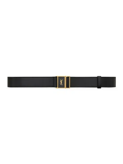 Saint Laurent Women's Cassandre Magnetic Belt In Lambskin In Black