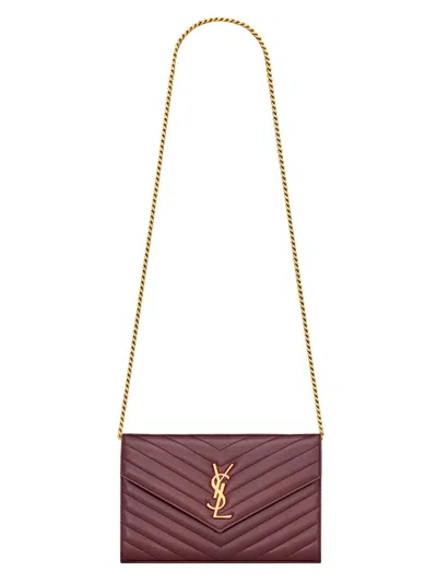 Saint Laurent Women's Cassandre Matelass Chain Wallet In Lambskin