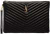 Saint Laurent Cassandre Matelassé Leather Clutch In Nero