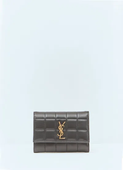 Saint Laurent Women Cassandre Matelassé Carré Bi-fold Wallet In Black