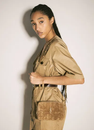 Saint Laurent Women Cassandre Matelassé Carré Mini Camera Bag In Brown