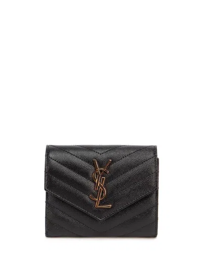 Saint Laurent Women `cassandre Matelassé` Compact Tri Fold Wallet
