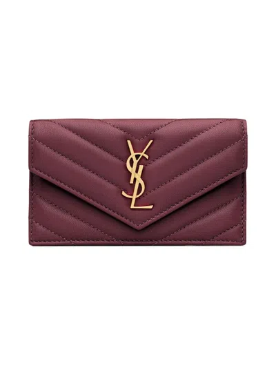 Saint Laurent Women's Cassandre Matelasse Fragments Flap Card Case In Quilted Lambskin