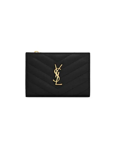 Saint Laurent Women's Cassandre Matelasse Fragments Zipped Bi-fold Wallet