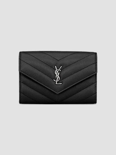 Saint Laurent Women's Cassandre Matelasse Small Envelope Wallet In Black