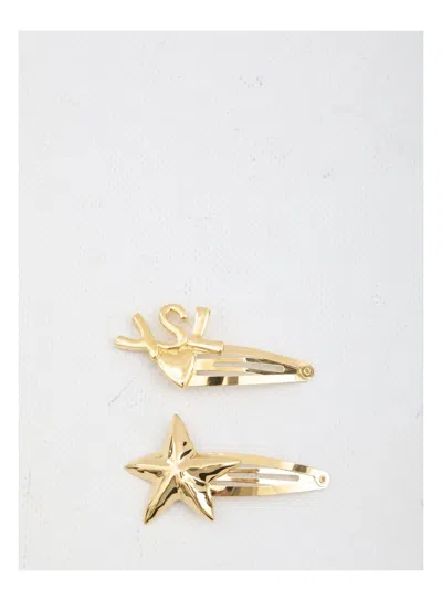 SAINT LAURENT WOMEN'S CASSANDRE METAL HAIR CLIPS