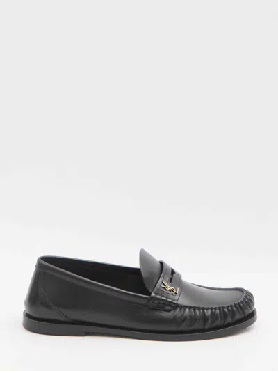 Saint Laurent Cassandre Leather Loafer In Black