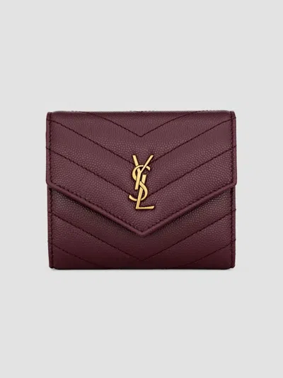 Saint Laurent Women's Cassandre Multi-fold Wallet In Grain De Poudre Leather