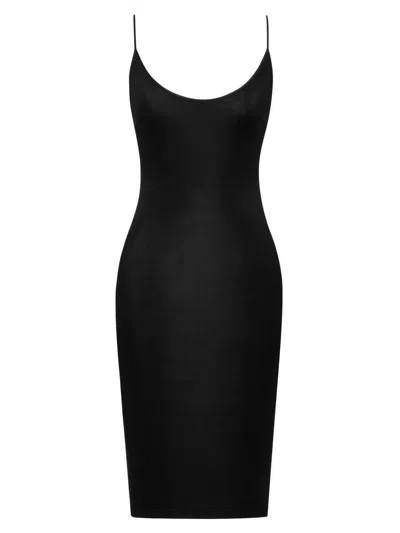 Saint Laurent Cassandre Jersey Midi Dress In Black