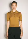 Saint Laurent Short-sleeve Wool-cashmere Polo Shirt In Brown