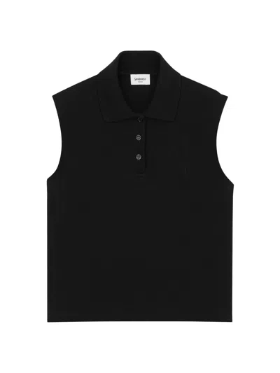 Saint Laurent Cassandre Polo Shirt In Cotton Piqu In Black