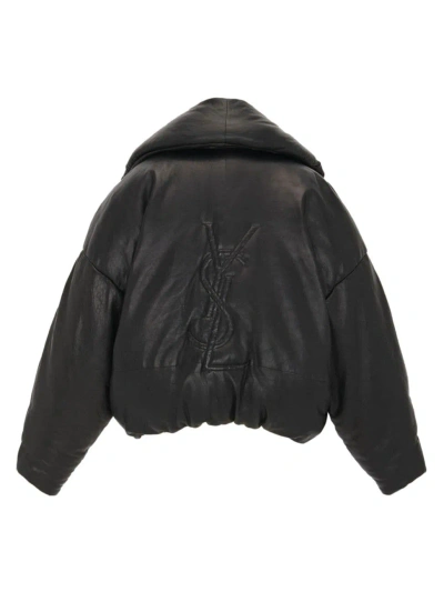 Saint Laurent Women's Cassandre Puffer Jacket In Black