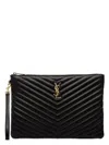 Saint Laurent Women's Cassandre Quilted Leather Tablet Sleeve In Black