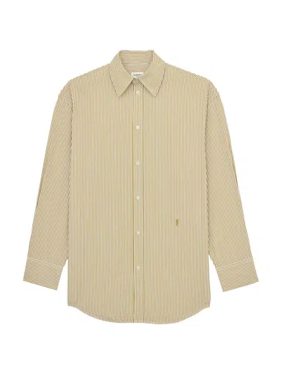 Saint Laurent Cassandre Shirt In Striped Cotton Poplin In Multi