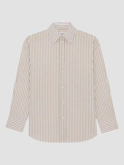 Saint Laurent Women's Cassandre Shirt In Striped Cotton Poplin In Multi