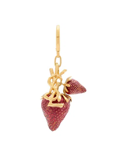 Saint Laurent Women's Cassandre Strawberry Bag Charm In Resin And Metal In Pink