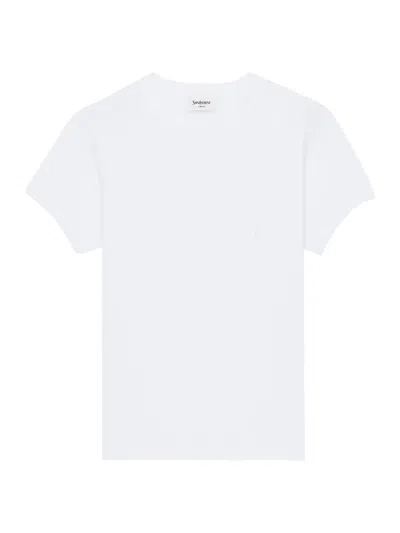 Saint Laurent Women's Cassandre T-shirt In Ribbed Cotton Jersey In White