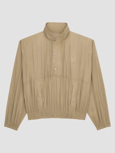 Saint Laurent Women's Cassandre Windbreaker In Crinkled In Neutral