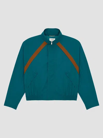 Saint Laurent Women's Cassandre Windbreaker In Nylon Faille In Blue Canard