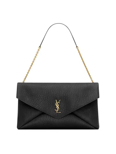 Saint Laurent Women's Cassandre Xxl Envelope Pouch On Chain In Lambskin In Black