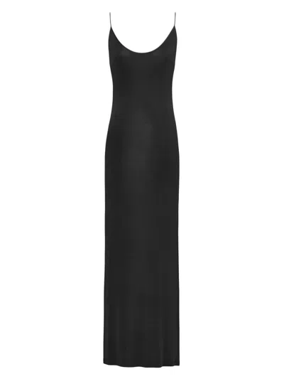 Saint Laurent Women's Cassandre-chain Backless Dress In Knit In Black