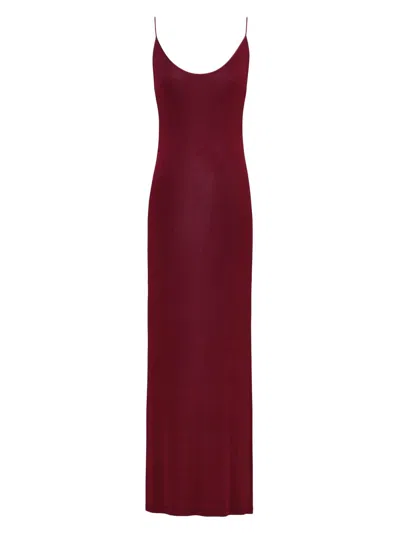 Saint Laurent Women's Cassandre-chain Backless Dress In Knit In Burgundy