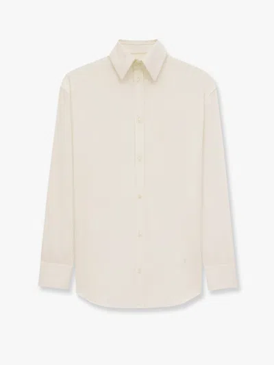 Saint Laurent Women Certified Cotton Shirt With Monogram Embroidery In Neutral