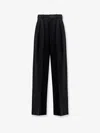 Saint Laurent Women Certified Wool Trousers With Pinces In Black