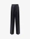 Saint Laurent Women Certified Wool Trousers With Wide Leg In Blue