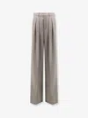 Saint Laurent Women Certified Wool Trousers With Wide Leg In Gray