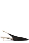 Saint Laurent Cherish Open Back Pumps In Crêpe Satin In Neroarpink