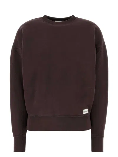 SAINT LAURENT WOMEN'S CHOCOLATE COTTON OVERSIZE SWEATSHIRT