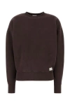 Saint Laurent Logo-patch Crewneck Sweatshirt In Brown