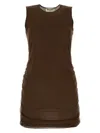 Saint Laurent Mini Abito In Tulle Cioccolato Donna