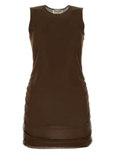Saint Laurent Women's Chocolate Tulle Mini Dress