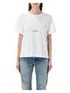 Saint Laurent Basic White T-shirt With Miiddle Logo Print In Cotton Woman In White
