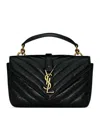 Saint Laurent Women College Mini Chain ??bag In Shiny Craquelé Leather In Black