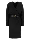 Saint Laurent Sheath Midi Dress In Black