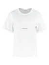 Saint Laurent Basic White T-shirt With Miiddle Logo Print In Cotton Woman In White