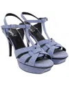 Saint Laurent Women's Cotton Denim Tribute Denim Platform Sandal (authentic  Pre-loved) In Blue