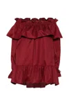 Saint Laurent Women Tiziano Red Twill Mini Dress In Burgundy