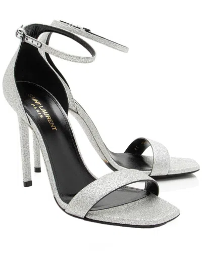 Saint Laurent Women's Cotton Glitter Amber Sandal (authentic Pre-loved) In Gray