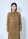 Saint Laurent Women Cotton Serge Crop Jacket In Brown