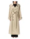 Saint Laurent Maxi Trench Coat In Light Beige