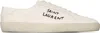 Saint Laurent Court Classic Distressed Logo-embroidered Canvas And Leather Sneakers In White