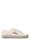 Saint Laurent Court Classic Distressed Logo-embroidered Canvas And Leather Sneakers In Neutral