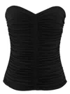 Saint Laurent Strapless Ruched Crepe-jersey Bustier Top In Black